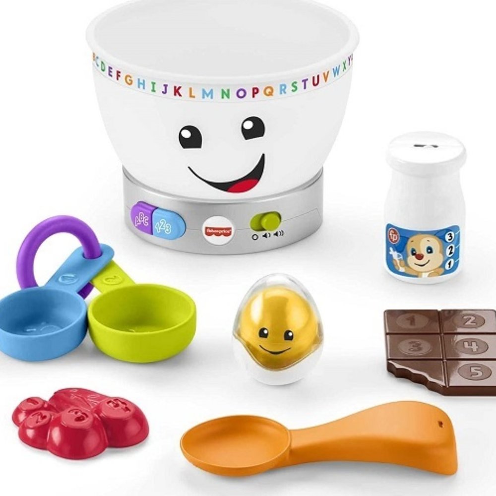 FISHER PRICE MIXING BOWL & FOOD Lights Music Sounds Educational Baby Toddler Toy